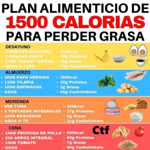 Plan alimenticio de 1500 calorías para perder grasa