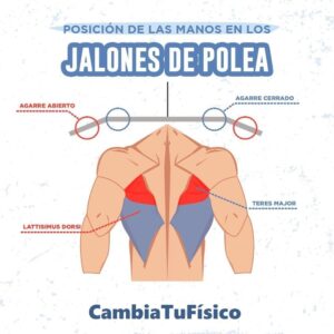 Posición de las manos en los jalones de polea