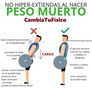 No hiper extiendas al hacer peso muerto